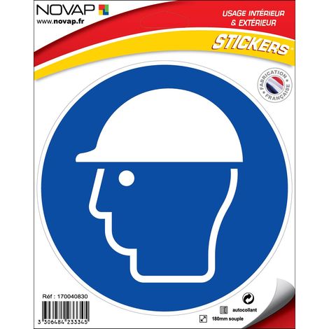 Panneau Casque de protection obligatoire - Vinyle adhésif Ø180mm - 4233345