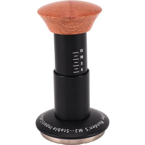 Kaffeetamper, federbelastet, kalibriert, Holzgriff, Waffelboden, 51 mm (1/5)