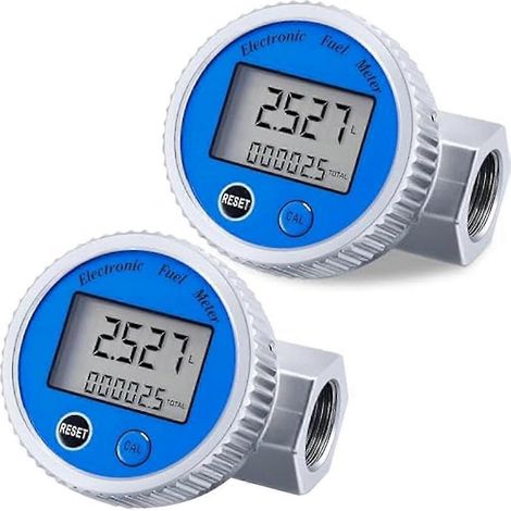 Satz von 2 digitalen Turbinen-Durchflussmessern, 1 Zoll NPT-Gewinde, für Wasser, Kraftstoff (Benzin, Heizöl). (1/5)