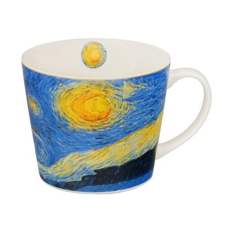 Tazza semplice con la scritta "Notte stellata" di Van Gogh, in porcellana, multicolore. (1/2)