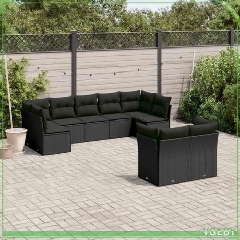Salon de jardin - FAF7291712419652 - Résine tressée noir - Modulaire 9 pcs - Rangement sous assise (1/3)