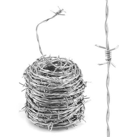 20 m de fil barbelé galvanisé, épaisseur 1,8 mm, pour clôture de jardin, protection contre l'escalade et répulsif pour chats (1/5)