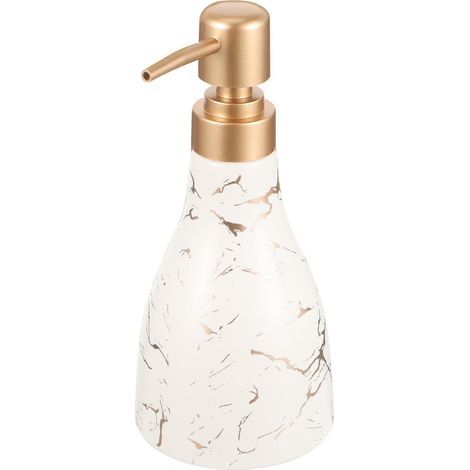 Flacon distributeur de shampoing et de savon pour les mains rechargeable à motif marbre, pompe pour lotion et gel douche (1/5)