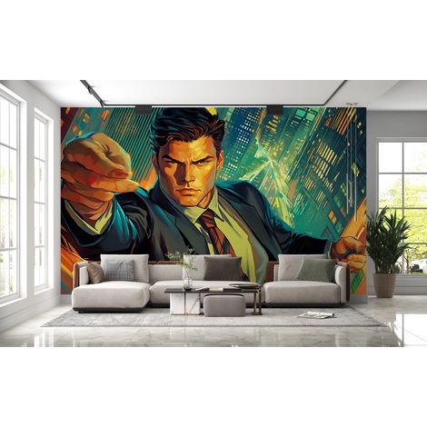 Papier peint pop art - agent secret style bande dessinée - 150 x 250 cm (1/2)