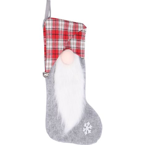 Graue Weihnachtstasche, dekorativer Weihnachtsstrumpf für den Baum, Süßigkeitentüte, Geschenktüte und Partydekorationen (1/5)