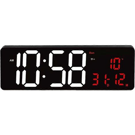 Horloge murale numérique 16,5 pouces avec grand écran LED, alarme, minuteur et affichage de la température. Montre électronique A. (1/5)