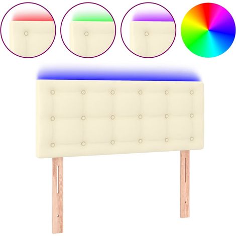 Maison Exclusive - LED Kopfteil Creme 100x5x78/88 cm Kunstleder (1/5)