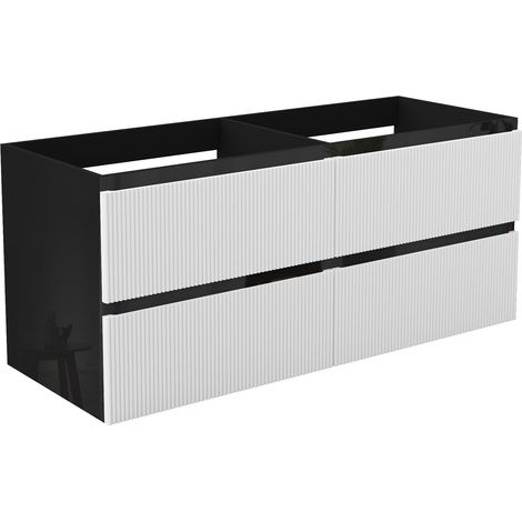 Waschbeckenunterschrank Glänzend Unterschrank Badmöbel Badschrank 120cm Hochglanzschwarz+Mattweiß TYP4 (1/5)