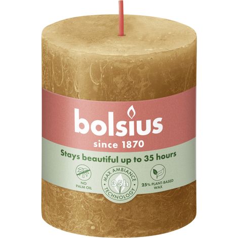 Bolsius Rustik Stumpenkerze 80/68 mm Gewürzbraun Stumpenkerze