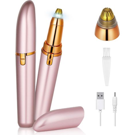 Tondeuse à Sourcils pour Femme, épilateur Sourcil et Rasoir  pour les Sourcils, L'épilation du Visage, des Lèvres et du Nez (Or rose) (1/5)