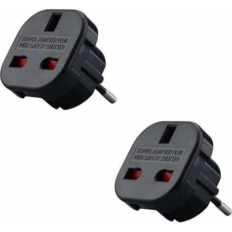 Lot de 2 – Adaptateurs de prise anglais vers français – Adaptateur anglais vers français – Type G vers Type C – compact et léger – protège contre les surtensions