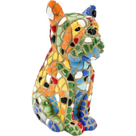 Statuina decorativa a forma di cane Pop Art, in resina multicolore, ideale per casa e ufficio, regalo originale e moderno