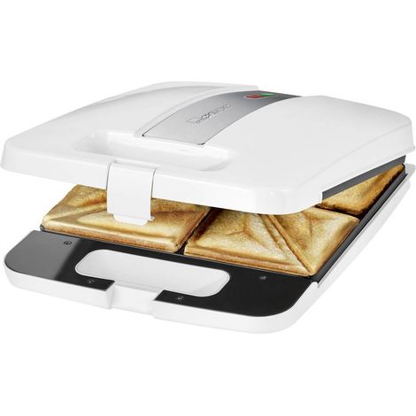 Appareil à croque-monsieur 1200W – 4 tranches – Plaques triangulaires en acier inoxydable – Régulateur automatique de température – Clatronic