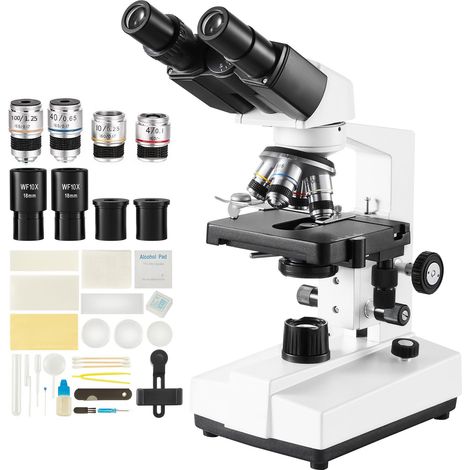 Microscope Binoculaire Professionnel 40X-2500X, Éclairage LED, Platine Mécanique Double Couche, Support Téléphone et Lames Inclus (1/5)