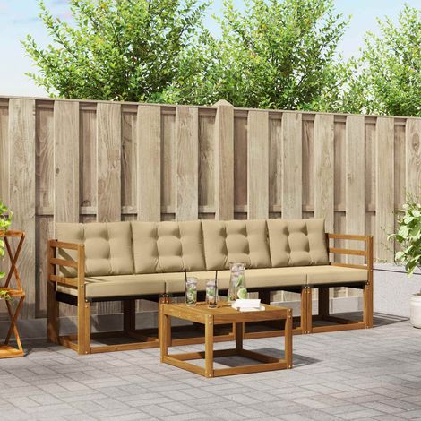 vidaXL Outdoor-Sofagarnitur mit Kissen 5 pcs Natur und Beige (1/5)