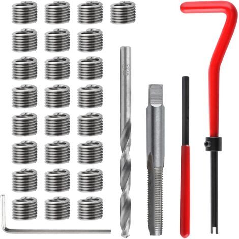 Kit de réparation de filetage M6 x 1,0 mm, kit de réparation de filetage hélicoïdal, foret hélicoïdal, kit de réparation de filetage métrique, kit d'outils de refiletage portable (1/5)