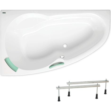 Siko Vasca da bagno angolare Laguna Fortuna con piedini, 160 x 100 cm, acrilico, a sinistra, bianco (FO1600LPLUS-SET )