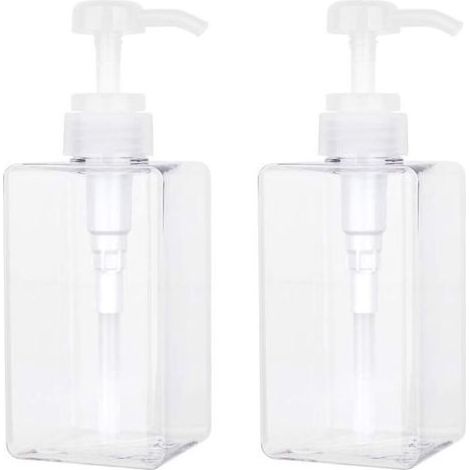 pair Aiperq 450 ML Distributeur de Savon, Lot de 2 Flacon Pompe Vide en Plastique Conteneur de Bouteille pour la Cuisine et la Salle de Bain - Transparent (1/5)