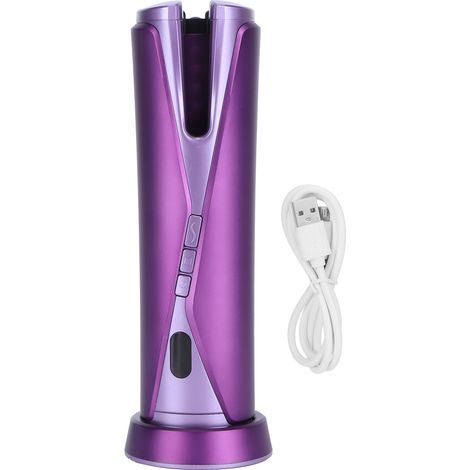 Automatischer, kabelloser Lockenstab mit USB-Ladefunktion, lila Farbe (1/5)