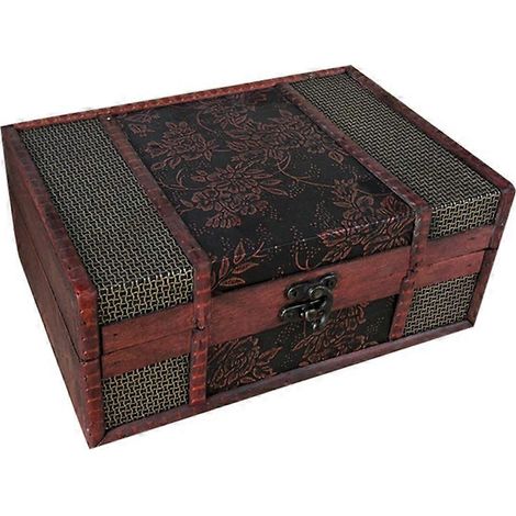 Boîte de rangement vintage en bois, élégante boîte de rangement de bureau pour bijoux et trésors, boîte de rangement pour jouets (1/5)