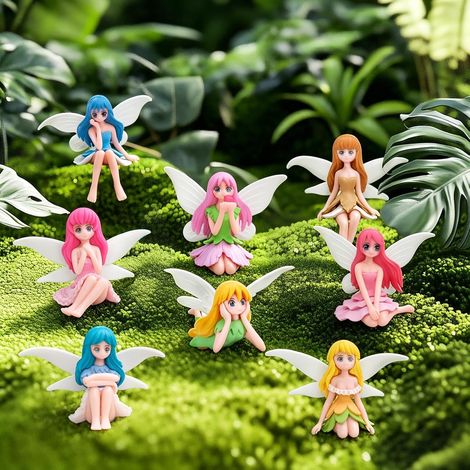 8 Pièces Figurines Fées Miniatures en Résine, Accessoires Jardin Féérique, Décoration Jardin Miniature pour Pot De Fleurs Terrarium Bonsaï Et Gâteau (1/5)