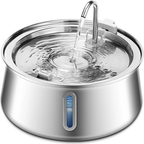Trinkbrunnen aus Edelstahl für Katzen, großes Fassungsvermögen von 4 Litern (135 oz), Wasserspender für Hunde mit Wasserstandsanzeige