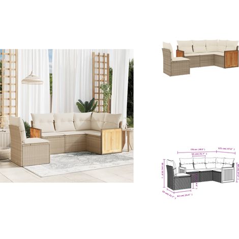 Salon de jardin avec coussins 5 pcs beige résine tressée - Ensemble Salon De Jardin - Meuble Extérieur - Résine Tressée - Rotin Synthétique - Mobilier De Jardin (1/3)