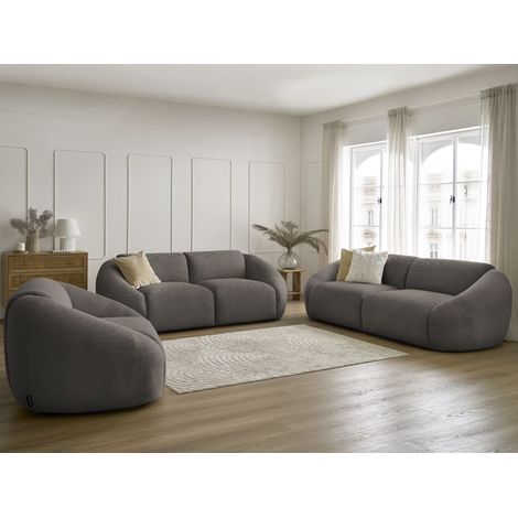 BOBOCHIC - Ensemble canapé droit fixe 3 + 2 places + fauteuil TINA velours côtelé Taupe (1/5)