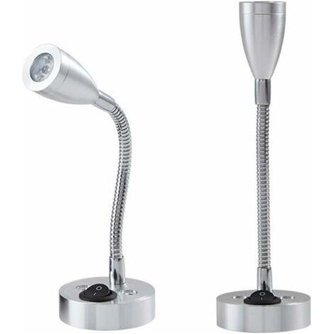 2 pièces 12V LED Spot Lampe de Lecture Murale de Chevet Interrupteur réglable Camping-Car Caravane Van Caravane lumière intérieure pour Bateau Camping-Car (Argent,Longue) (1/4)