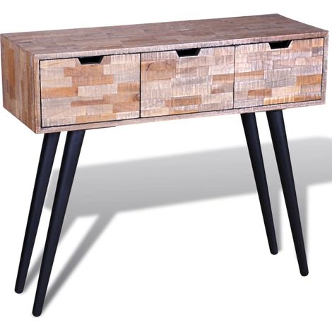 Konsolentisch mit 3 Schubladen Altholz Teak