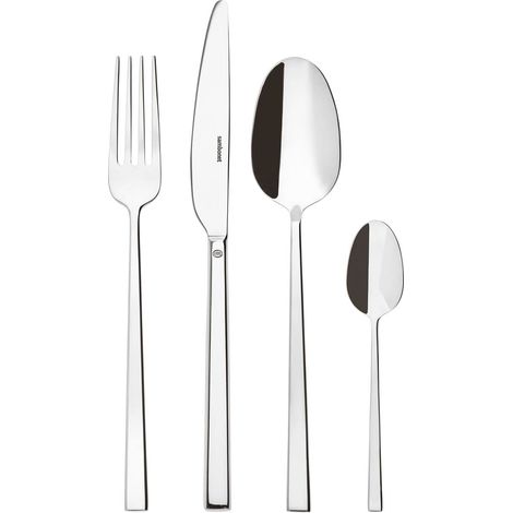 Ensemble de couverts de table monobloc en acier inoxydable 18/10 pour 6 personnes 36 fourchettes, 6 couteaux, 6 cuillères, 6 fourchettes à fruits, 6 couteaux à fruits, 6 cuillères à café (1/3)