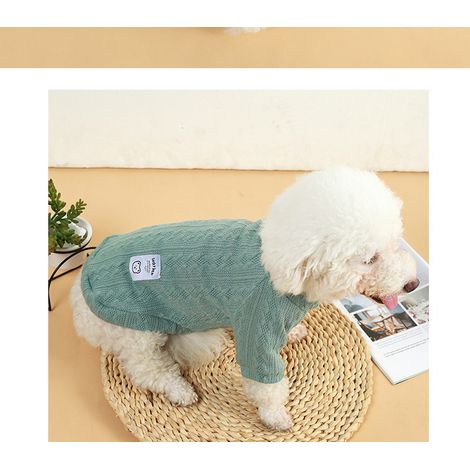 Cardigan tricoté à motif chiot - Taille M - vert -  Doux et respirant - Pour chiots et petits chiens