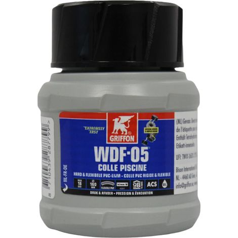 Griffon – Colle en gel bleue 125ml pour PVC rigide et flexible – Prise rapide – Application sous pression – Avec pinceau-goupillon