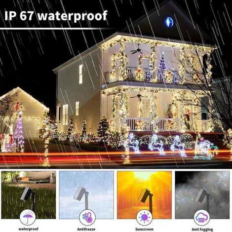 Guirlande lumineuse solaire - - Lampe solaire à tube - 100 LEDs 40Ft - Multicolore 8 modes - Batterie 600mAh (1/4)