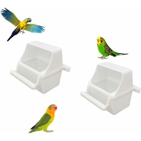 Mangeoire automatique pour petits oiseaux, cage anti-déversement, mangeoire suspendue, mangeoire en plastique et abreuvoir (2 pièces) (1/5)