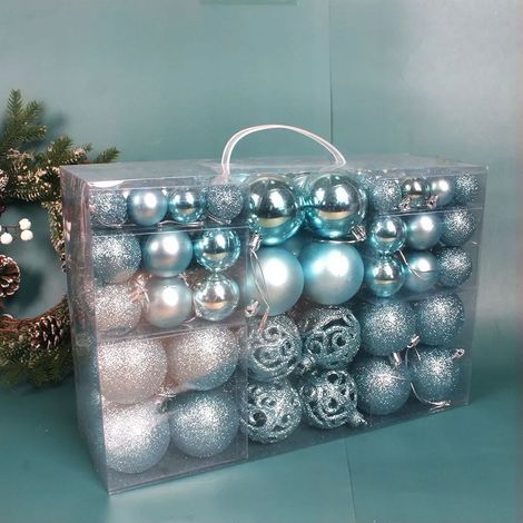 Bolas De Adorno Para Árbol De Navidad - 100 Unidades - Diferentes Tamaños Y Acabados - Juego De Adornos Navideños (1/5)