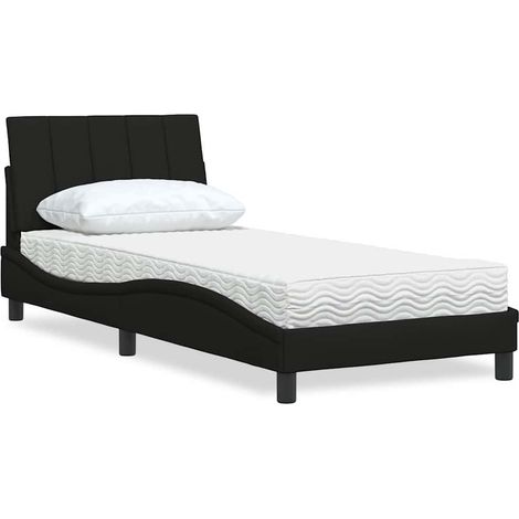 Lit avec matelas-Structure de lit-Lit Adulte noir 90x190 cm tissu 661467 (1/5)