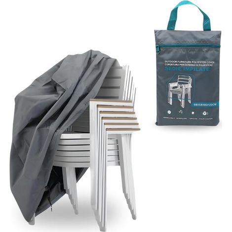 Telo impermeabile per copertura Sedia - mis.68x68x120 cm - Telo in tessuto 210D per proteggere le Sedie da polvere, pioggia e raggi UV - Grigio (1/5)