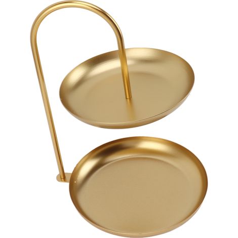 Runder, zweistöckiger Dessertständer aus Eisen für Obst, dekorativer Ständer für Partys, Hochzeiten, Geburtstage, Zuhause – Gold