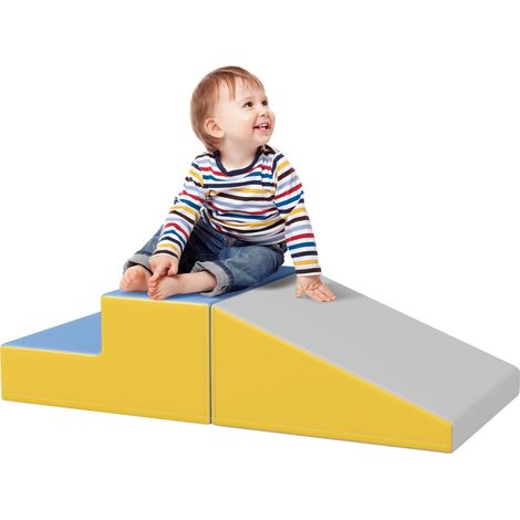 Parcours motricité bébé jouets d'escalade modulable 2 briques géantes en mousse 50 x 50 x 25 cm multicolore (1/5)