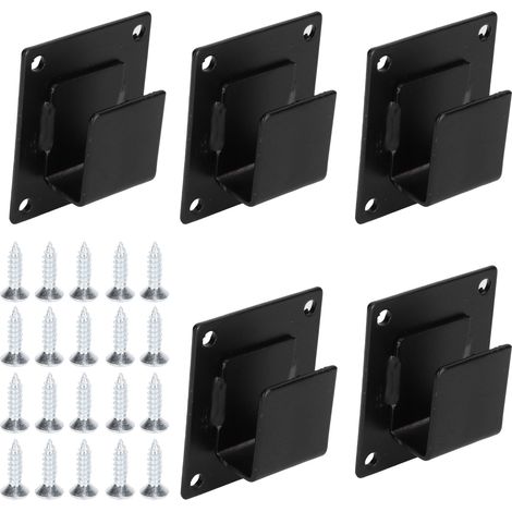 Lot de 5 supports muraux pour étagère, crochets de suspension, supports pour barres tubulaires, noir, type à ouverture (1/5)