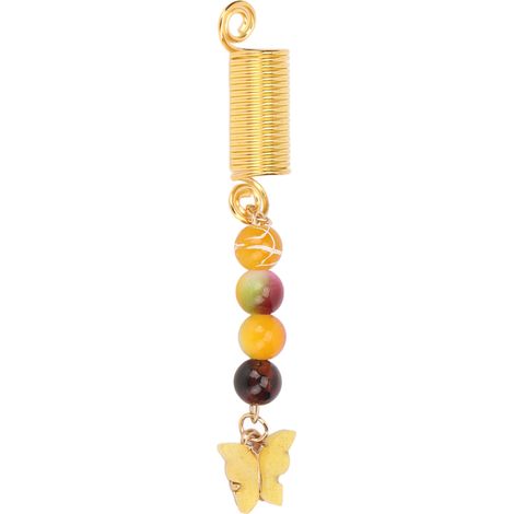 10 pendentifs pour cheveux, accessoires DIY, perles à ressort papillon en métal jaune, pendentifs pour tresses 4 (1/5)