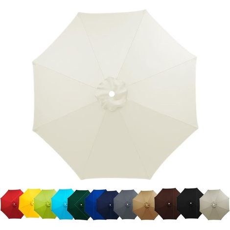 Toldo de repuesto para sombrilla，Funda para sombrilla de jardín，Reparación de sombrillas，Tejido de poliéster impermeable，2,7 m/6 brazos，Beige (1/5)