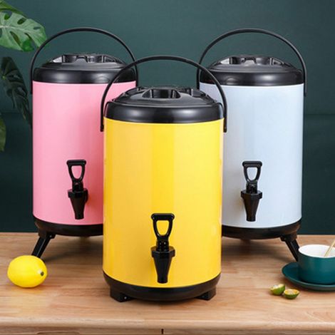 Seau distributeur isotherme de boissons chaudes et froides en acier inoxydable avec robinet pour thé au lait 8 L rose