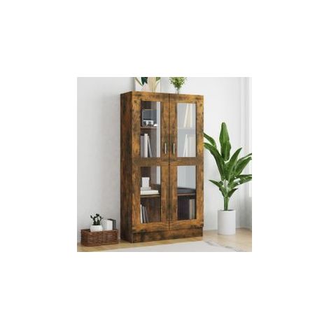 Armoire à vitrine Chêne fumé 82,5x30,5x150 Bois d'ingénierie (1/5)
