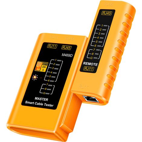 Testeur de câbles réseau ANENG M469D pour lignes téléphoniques RJ11 et RJ45 avec indicateur LED, vérification marche/arrêt / câbles réseau blindés / tests longue distance (1/2)