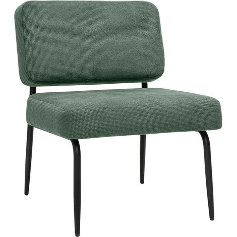 Sessel in khakigrünem Chenille-Stoff und schwarzem Metall VEDANA
