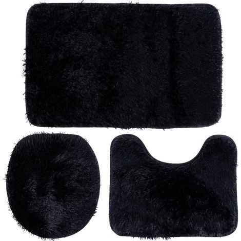 Juego de 3 alfombras de baño negras.
