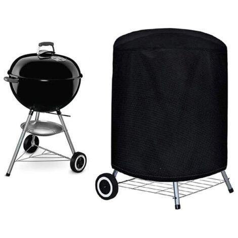Housse Barbecue(77 x 58 cm), Rond Housse Bâche de Protection BBQ Couverture Anti-poussière Anti-UV Anti-Pluie pour Grill à Gaz Électrique Jardin Patio Weber avec Sac de Rangement(Noir) (1/5)