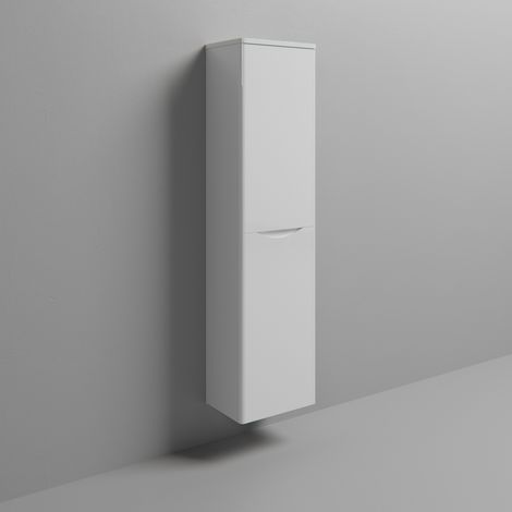 Vela Gloss White 356mm x 1392mm Wall Mounted 2 Door Tall Storage Unit